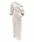 One-shoulder cotton maxi dress on white background